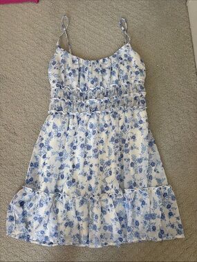 Trixxi White and Blue Floral Mini Dress